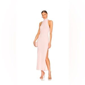 Norma Kamali - Blush Halter Turtle Side Slit Gown